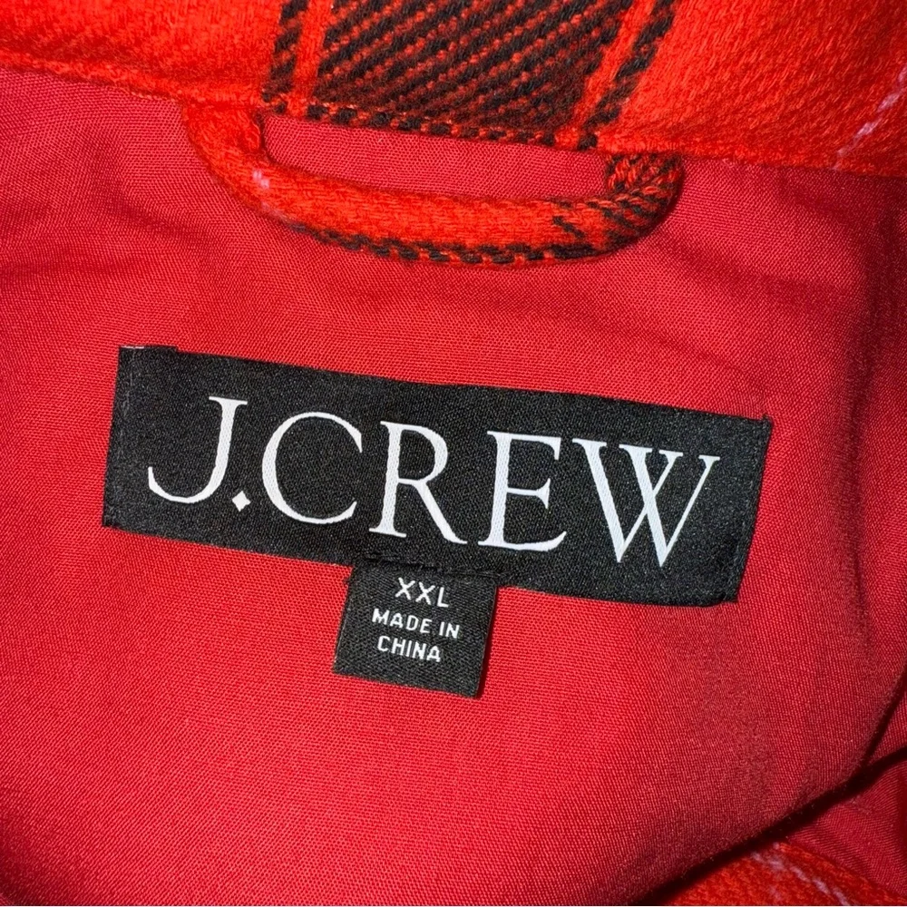 J. Crew Cropped Puffer Jacket‎ in Buffalo Check Vibrant Flame Size XXL